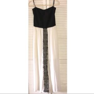 Gracie Black and Ivory Maxi dress with lace accent Medium